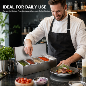Organizador de Cocina de Acero Inoxidable al por Mayor, Caja de Condimentos con Múltiples Compartimentos, Estación para Ingredientes de Pizza - Product Image 6