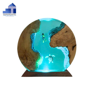 Best Seller Epoxy Resin Wooden Desk Lamp Stylish Home Decor <b>Lighting</b> for Bedroom and Interior Design Made in Vietnam - Product Image 6