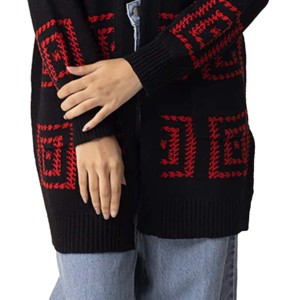 Pull pour femmes avec logo imprimé personnalisé 100% coton tricoté col en V grande taille épaisseur standard anti-boulochage respirant pour - Product Image 5