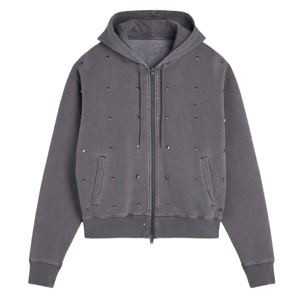 Service OEM Sweats à capuche zippés lavés à la mode personnalisés de haute qualité et durables, parfaits pour un usage quotidien Sweats à capuche en strass personnalisés - Product Image 1