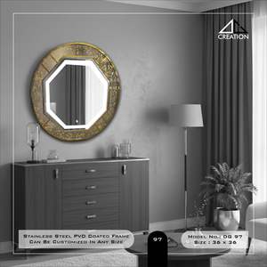 Espejo de Pared para Baño con Marco de Acero Inoxidable Minimalista con Recubrimiento PVD, Ligero, Antivaho, Elegante e Irregular - Product Image 5