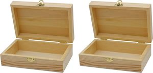 Unfinished Wood <b>Box</b> with Clasp (6" x 4" x 2") Rectangular <b>Wooden</b> Craft Chest for DIY Jewelry, Photo Storage, Personalized Gifts - Product Image 6