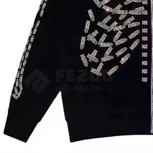Sudadera con capucha de algodón 100% de peso pesado para hombre de mejor diseño cómoda manga completa con cuello con capucha de diamantes de imitación para invierno - Product Image 4
