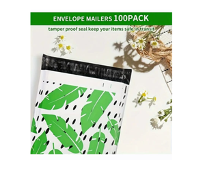 Bolsas de Poliéster 25x33cm Autoadhesivas, Impermeables, Resistentes a Desgarros, Duraderas, 2.3M, Hojas de Palma Hawaiana Verdes con Detalles Negros - Product Image 6