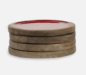 Juego clásico de 4 posavasos cuadrados de madera de nogal cortados a mano, rojos con 5mm de espesor, resistentes al calor, ecológicos, duraderos, elegantes - Product Image 5