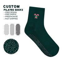 Personnalisé Halloween Candy Cane Pilates Grip Chaussettes Haut-Crew Manchette Plaid Motif Spandex/Nylon/Coton En Vrac En Gros Drôle