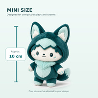 Boneka Plush Kucing Rubah Mini Lucu 10cm, Boneka Hewan Custom Berkerudung dengan Ekor untuk Hadiah, Koleksi, dan Eceran