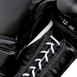 ถุงมือชกมวยสีดำสั่งทำพิเศษขายดี หนังแท้ 100% คุณภาพระดับมืออาชีพ - Product Image 4