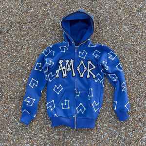 Fabricants de sweats à capuche, sweat à capuche personnalisé avec strass, fermeture éclair intégrale, poids lourd, 100% coton, molleton diamant, fermeture éclair intégrale - Product Image 2