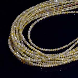 Perles de diamant facettées AAA+ en forme de rondelle, 1,6-2,4 mm, diamant jaune avec facettes naturelles - Product Image 4