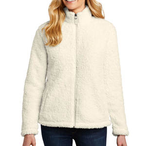 Chaqueta con cremallera completa de forro polar Sherpa personalizada para mujer al por mayor - Product Image 1