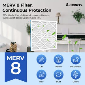 Filtre à air plissé SUIXINEYI MERV8 24x24x1 de forme carrée pour remplacement de filtre de fournaise HVAC et de climatiseur - Product Image 4