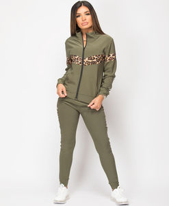 2024 nuevo diseño señoras leopardo Panel pulóver y Joggers conjunto de manga larga cuello redondo Multicolor mujeres chándal - Product Image 5