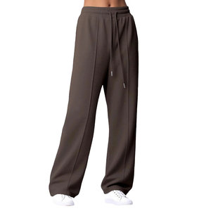 Pantalon de jogging pour femme, coupe droite, taille à cordon, style actuel, vêtement de sport et d'extérieur, ample, respirant, couleur unie - Product Image 3
