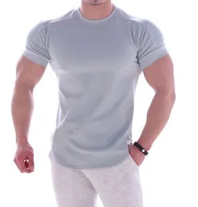 2022 doux 92% polyester 8% spandex hommes gym muscle t-shirt fitness entraînement tops porter hommes vente en gros court manches personnalisées t-shirt