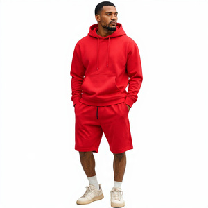 Baggy Jogger Sweat Shorts Ensembles Hommes Hiver Extérieur Sweat Shorts Ensemble Hommes Jogging Fitness Polaire Capuche Sweat Shorts Deux Pièces Ensemble - Product Image 2