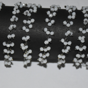 Top quality white opal Glass Beads <b>Cluster</b> Rosary Chain, Beaded beads Chain for Bracelet necklace jewelry Making, Thick chain - Product Image 4