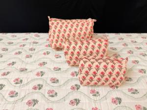 Set of 3 Cosmetic & Toiletry <b>Storage</b> Cotton Pouch / Cotton Quilted Travel Cases Pouches Perfect Valentine Day Gift - Product Image 5