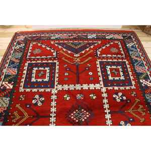 Tapis turc, tapis vintage 6,8x9,4 pieds, tapis en laine rouge et bleu à motifs floraux - Product Image 3