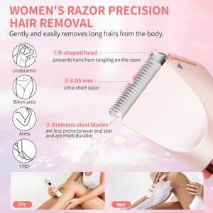 Afeitadora Eléctrica Húmeda y Seca para Mujer con Cuchilla de Cerámica, Recortadora de Bikini para Vello Corporal y Púbico, y Depiladora Íntima para Nariz, Resistente al Agua - Product Image 6