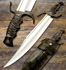 Handmade Tùy Chỉnh D2 Thép Cố Định Lưỡi Săn Bắn Cắm Trại Bowie Dao Kỳ Lạ Gỗ Da Vỏ Bọc Cho Sự Sống Còn Tùy Chỉnh OEM - Product Image 1