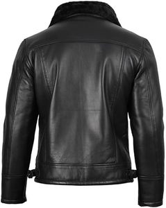 Chaqueta estilo motociclista Vintage para hombre, piel de oveja auténtica, piel de cordero, negro, marrón, transpirable, de punto, de talla grande - Product Image 4