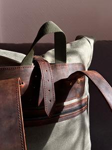 Leather Canvas Luxury <b>Backpack</b> Durable Eco-Friendly Lightweight Outdoor Travel Hiking School <b>Laptop</b> Rucksack LCBP-0142 - Product Image 5