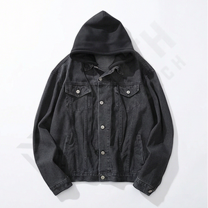 Chaqueta Vaquera Azul de Moda Ecológica de Alta Calidad Personalizada para Hombre, Chaqueta de Invierno Regular con Botones Cubiertos, Impermeable, Estilo Moderno - Product Image 1