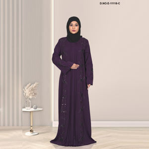 Abaya modeste plissée avec des strass doux - Product Image 3