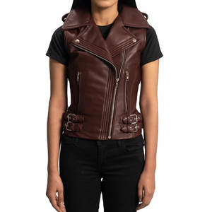 High Quality Hot Sale <b>Women</b> Leather <b>Vest</b> 2026 New Fashion <b>Women</b> Genuine Leather <b>Vest</b> For Casual Wear - Product Image 1