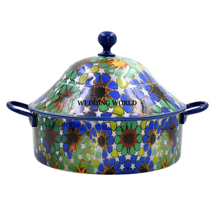 Mother Of Pearl <b>Set</b> Of Three Hotpot With Hammered Lid High Quality handmade Designer Luxury New Casserole - Product Image 5