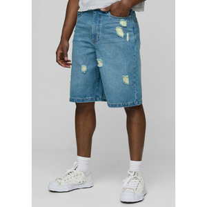 กางเกงขาสั้นผ้ายีนส์สำหรับผู้ชายกางเกงขาสั้นผ้าเดนิม2025แนวสตรีทแบบสั่งทำ - Product Image 1