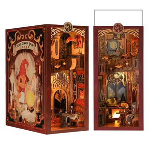 Cutebee Regalos de Navidad: Elegante Casa de Muñecas de Madera, Varios Kits de Rincón de Lectura con Cubierta y Luz <span class=keywords><strong>LED</strong></span> - Product Image 1