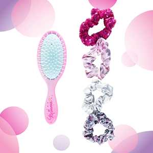 Lot de 5 accessoires pour cheveux Junior Minnie Mouse en gros : 1 grande brosse à cheveux Minnie Mouse et 4 chouchous Minnie - Product Image 1