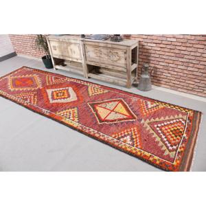 Tapis 3x11,1 pieds, tapis Herki vintage, tapis oriental turc en laine rouge - Product Image 2