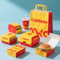 Boîte d'emballage en papier kraft biodégradable de qualité alimentaire pour pizza au poulet frit, à emporter, pour la restauration rapide, avec logo pour restaurant