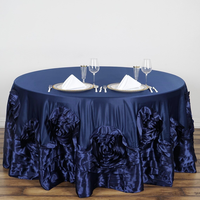 Nappe ronde en satin de 120 pouces avec volants 3D en forme de rose, couleur unie, pour mariage, fête, décoration de la maison, vente en gros