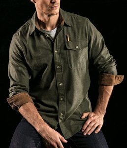 Chemise en flanelle de coton pour hommes Chemise à carreaux boutonnée décontractée à manches longues Chemises en flanelle d'extérieur souples avec service OEM meilleure qualité - Product Image 6