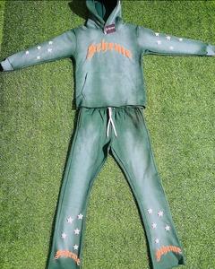 Écusson de détresse Rhinestone Survêtement Survêtements Pantalon de survêtement Ensemble de sweat à capuche Lavage à l'acide Pantalon de jambe Ensemble de survêtements courts Hommes Hiver - Product Image 5