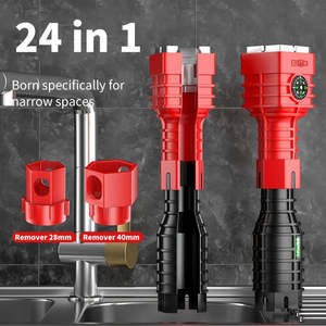 Juego de Herramientas de Reparación de Grifos 24 en 1, Llave Multifunción para Fregadero, de Aleación, Mango Largo Antideslizante para Baño - Product Image 2