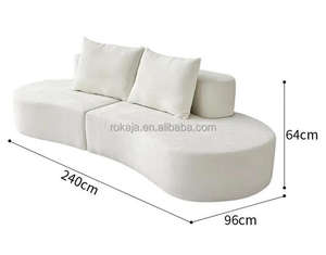 Canapé en tissu blanc incurvé minimaliste moderne avec coussins, mobilier de luxe pour salon, appartement, bureau à domicile, hôtel, salle à manger - Product Image 2
