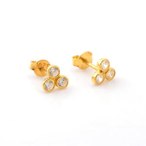 Circón cúbico étnico 925 plata esterlina oro y oro rosa plateado Unisex Stud pendientes perla diamante estilo religioso fiesta regalo - Product Image 4