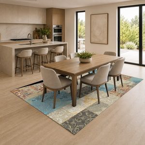 Tapis de salon en chenille antidérapant, imprimé numériquement, style anatolien traditionnel, couleur terre cuite et or, lavable en machine, vente en gros - RUGS DEPOT LXDP-0259 - Product Image 4