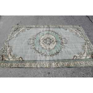 พรมวินเทจสไตล์ตุรกี ขนาด 4.8x7.5 ฟุต สีเบจ ทำจากขนสัตว์ - Product Image 3