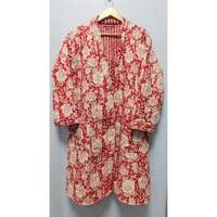 Peignoir kimono matelassé en coton imprimé numérique floral à col en V, style indien, pour automne/hiver et printemps/été, séchage rapide