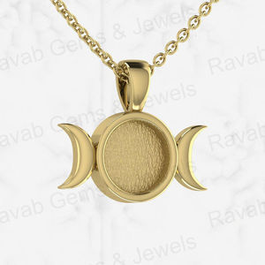 Colgante de Plata de Ley 925 con Engaste de Media Luna Redonda de 8 mm para Guardar Cenizas, Resina o Leche Materna, con Cadena de 18 Pulgadas - Product Image 1