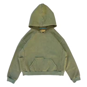 Sudadera con Capucha Extra Grande de Algodón Orgánico 100% con Lavado Ácido, Estilo Vintage, Transpirable y Ecológica para Hombre, Ropa Urbana de Invierno, Estilo Cargo Holgado - Product Image 1