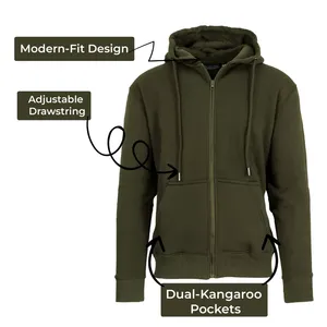 Unisex Zipper French Terry Oversize Hoodie High Quality Cotton <b>Thick</b> <b>Fleece</b> Drop Shoulder Plain Blank Custom Men's Winter - Product Image 3