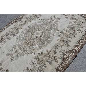 Tapis Vintage Turc en Laine 6x9.4ft Beige & Marron Style Classique Patchwork Armure Plate Support en Latex pour Décorations de Salon Adolescent - Product Image 5