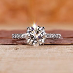 แหวนเพชรทรงกลม 2.0 กะรัต เพชรเพาะเลี้ยงในห้องปฏิบัติการ แหวนหมั้น แหวนแต่งงาน ประดับเพชรแบบพาเว่ วงแหวนสองวงซ้อนกัน ของขวัญวันครบรอบ แหวนเพชรสำหรับผู้หญิง - Product Image 5